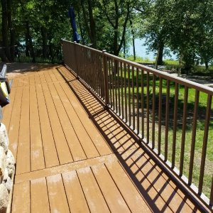 Composite deck with aluminum railing in Faribault